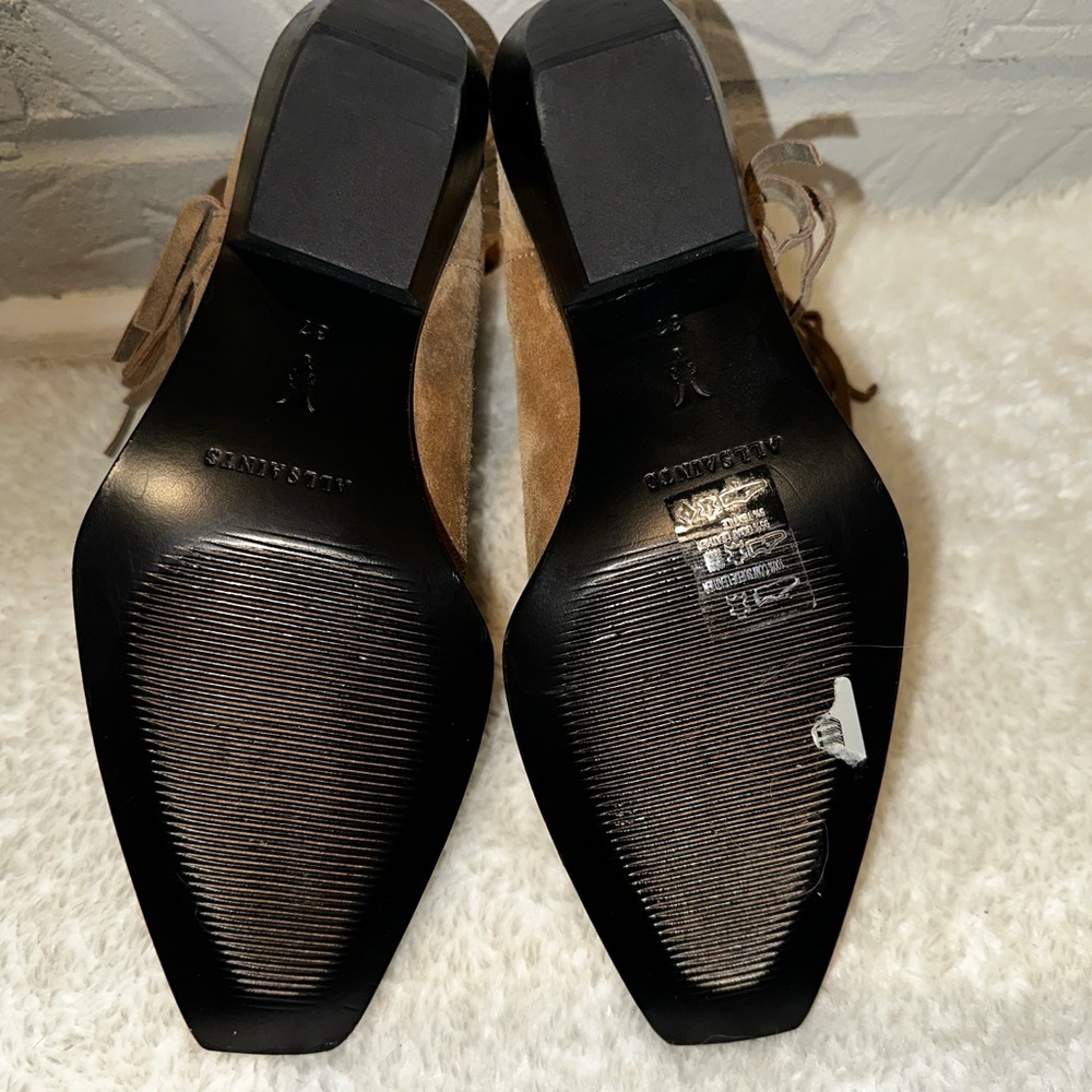 New ALL SAINTS  Layla Suede Fringe Boots Size 37 - Picture 15 of 16